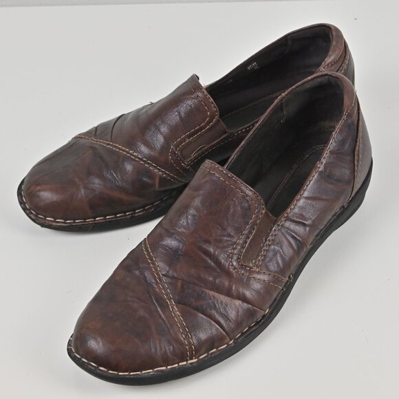Clarks Bendables Textured Leather Comfy Brown Slip On Loafers Flat US9.5 UK7.5 - Picture 2 of 16